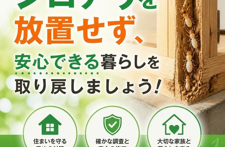 シロアリを放置せず、安心できる暮らしを取り戻しましょう！