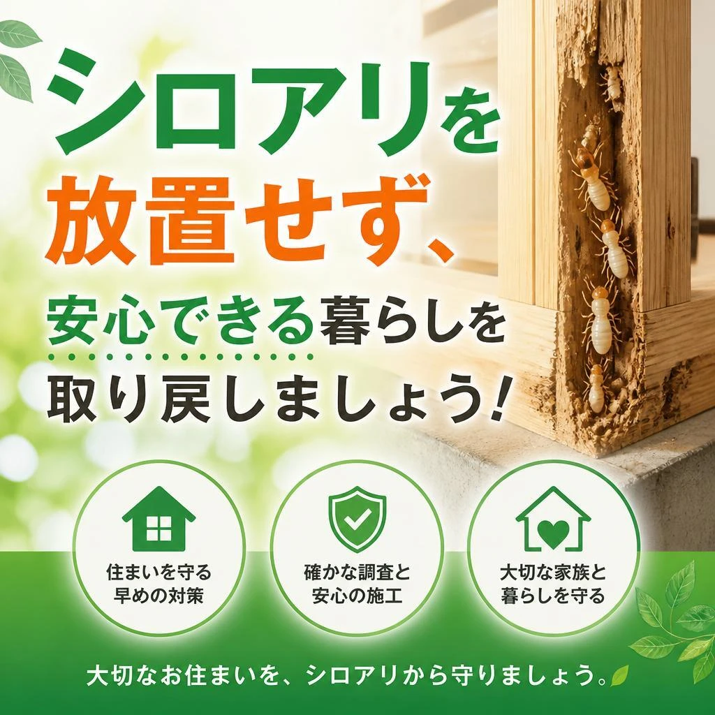 シロアリを放置せず、安心できる暮らしを取り戻しましょう！