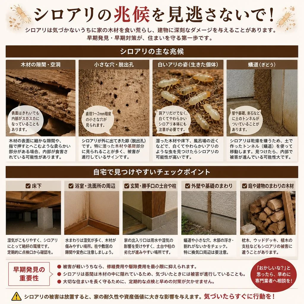 八代市におけるシロアリ発見の兆候