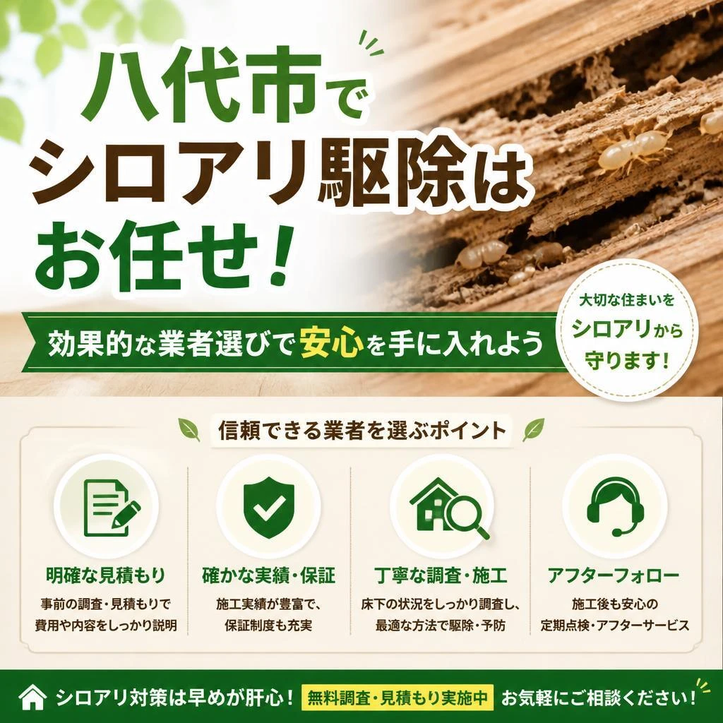 八代市でシロアリ駆除はお任せ！効果的な業者選びで安心を手に入れよう