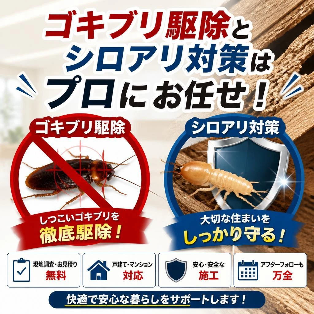 ゴキブリ駆除とシロアリ対策はプロにお任せ！