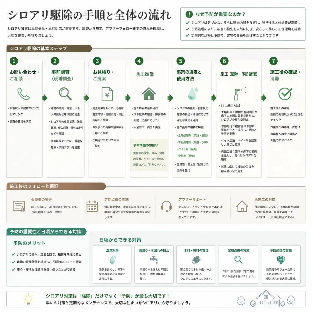 シロアリ対策の流れと方法