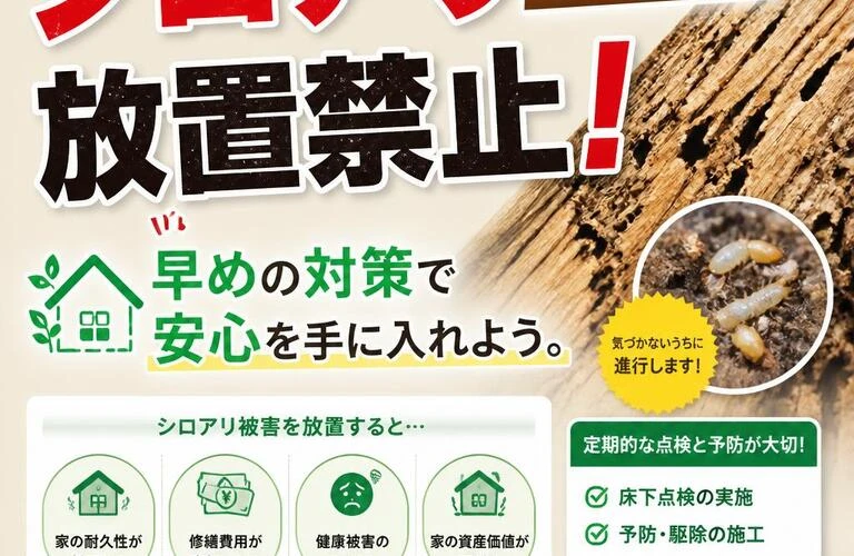 シロアリ被害は放置禁止！早めの対策で安心を手に入れよう。